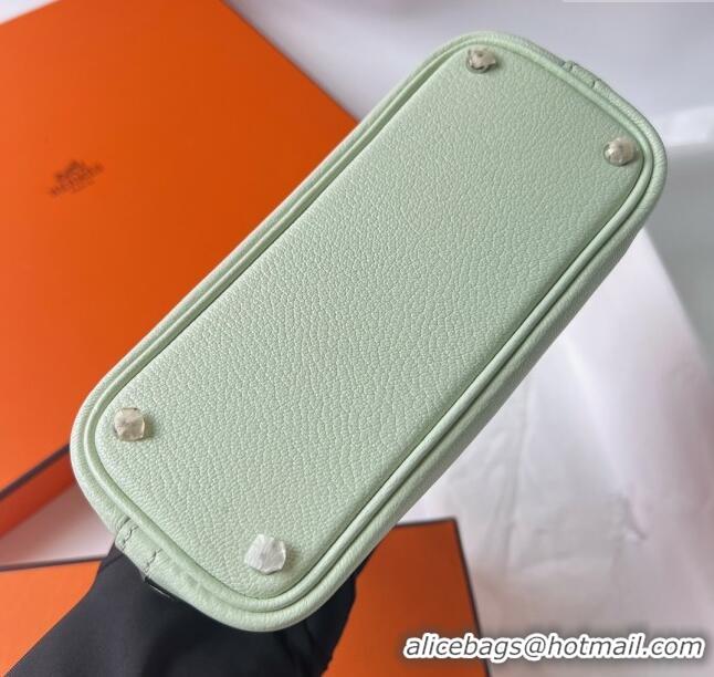 Free Shipping Hermes Bolide 1923 Mini Bag in Origianl Chevre Leather H3114 Light Green (Handmade)