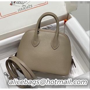 Top Design Hermes Mini Bolide Bag 19cm in Evercolor Calf Leather H1031 Pitch Grey