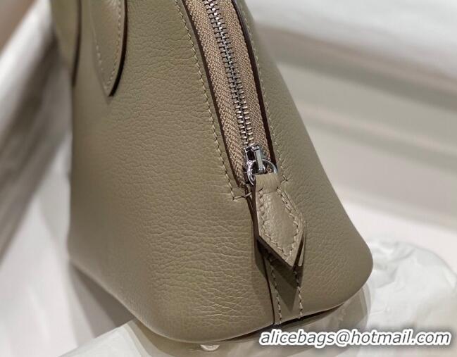 Top Design Hermes Mini Bolide Bag 19cm in Evercolor Calf Leather H1031 Pitch Grey