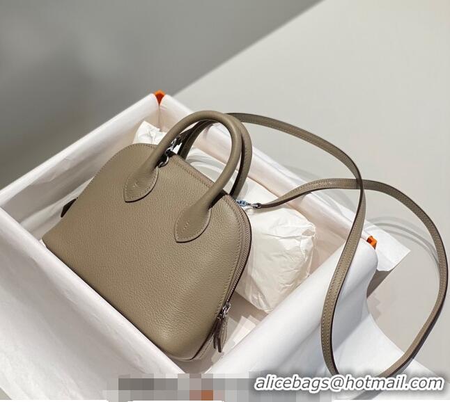 Top Design Hermes Mini Bolide Bag 19cm in Evercolor Calf Leather H1031 Pitch Grey