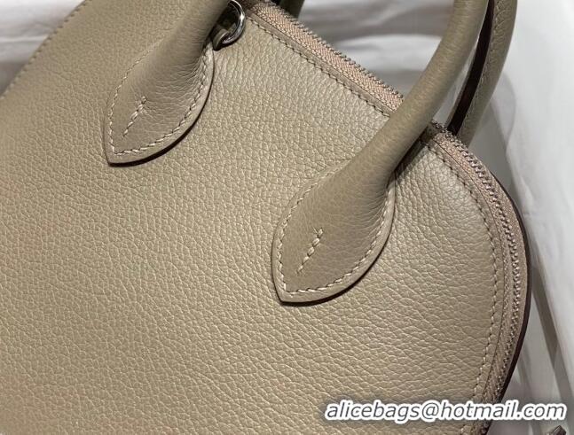 Top Design Hermes Mini Bolide Bag 19cm in Evercolor Calf Leather H1031 Pitch Grey