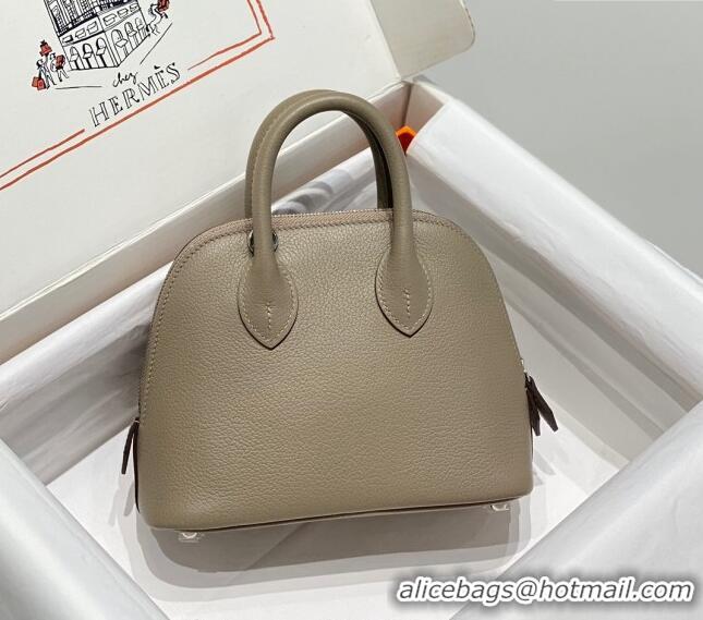 Top Design Hermes Mini Bolide Bag 19cm in Evercolor Calf Leather H1031 Pitch Grey