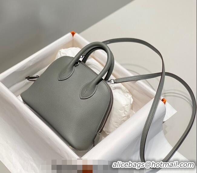 Well Crafted Hermes Mini Bolide Bag 19cm in Evercolor Calf Leather H1031 Cloud Grey