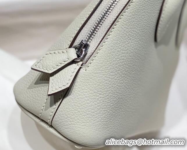 Luxury Discount Hermes Mini Bolide Bag 19cm in Evercolor Calf Leather H1031 Pearl Grey