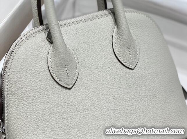 Luxury Discount Hermes Mini Bolide Bag 19cm in Evercolor Calf Leather H1031 Pearl Grey