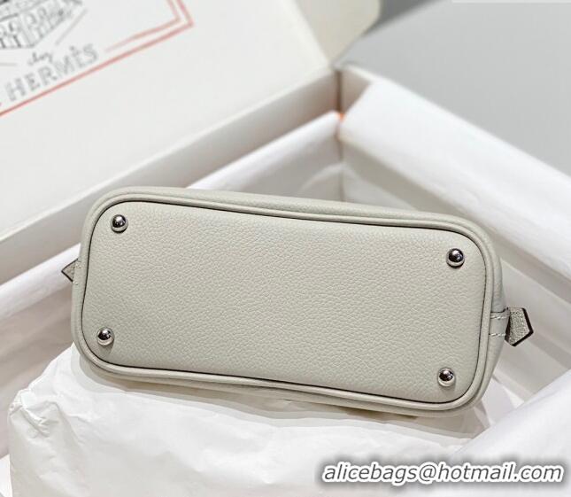 Luxury Discount Hermes Mini Bolide Bag 19cm in Evercolor Calf Leather H1031 Pearl Grey