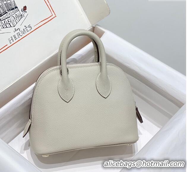 Luxury Discount Hermes Mini Bolide Bag 19cm in Evercolor Calf Leather H1031 Pearl Grey