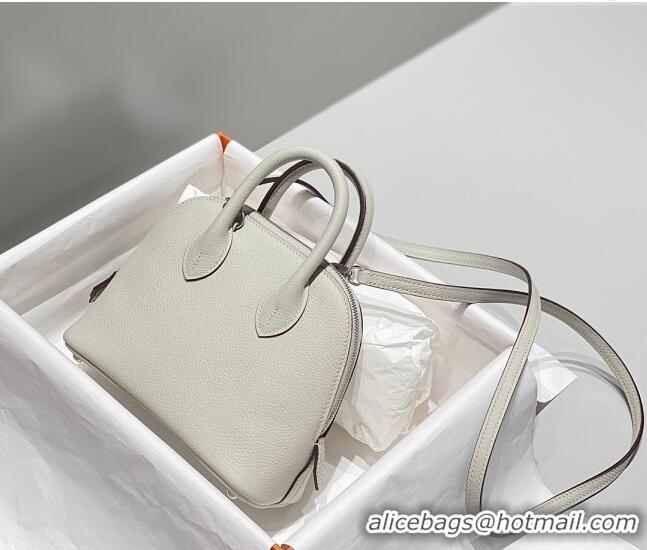 Luxury Discount Hermes Mini Bolide Bag 19cm in Evercolor Calf Leather H1031 Pearl Grey