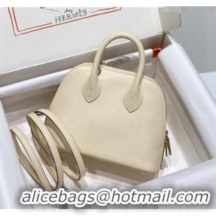 Classic Specials Hermes Mini Bolide Bag 19cm in Evercolor Calf Leather H1031 Cream White/Silver