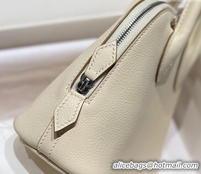 Classic Specials Hermes Mini Bolide Bag 19cm in Evercolor Calf Leather H1031 Cream White/Silver