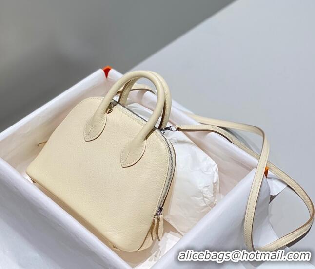 Classic Specials Hermes Mini Bolide Bag 19cm in Evercolor Calf Leather H1031 Cream White/Silver