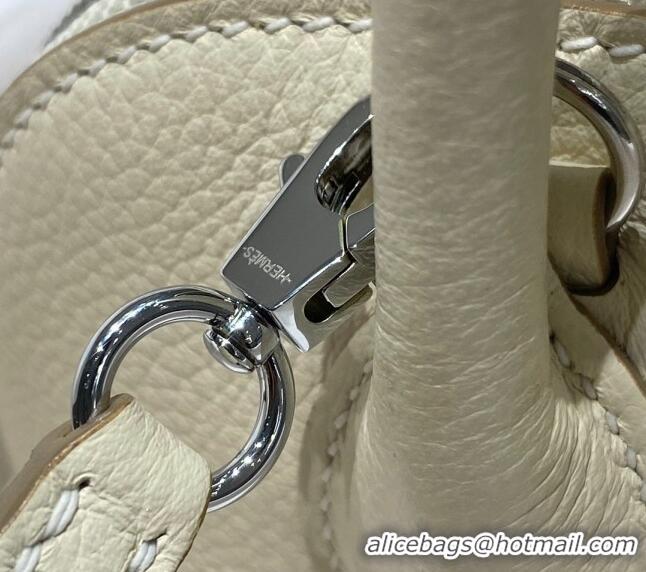 Classic Specials Hermes Mini Bolide Bag 19cm in Evercolor Calf Leather H1031 Cream White/Silver