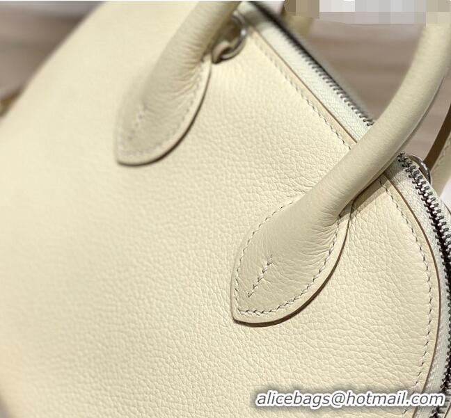 Classic Specials Hermes Mini Bolide Bag 19cm in Evercolor Calf Leather H1031 Cream White/Silver