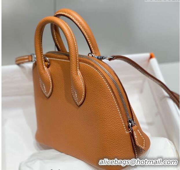 Super Quality Hermes Mini Bolide Bag 19cm in Evercolor Calf Leather H1031 Brown/Silver