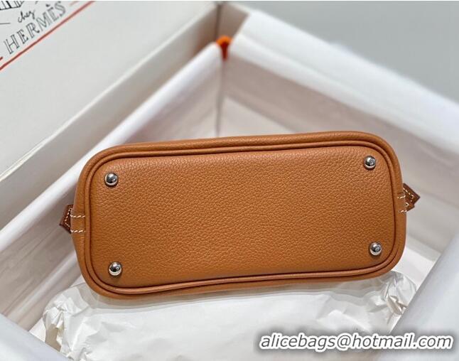 Super Quality Hermes Mini Bolide Bag 19cm in Evercolor Calf Leather H1031 Brown/Silver