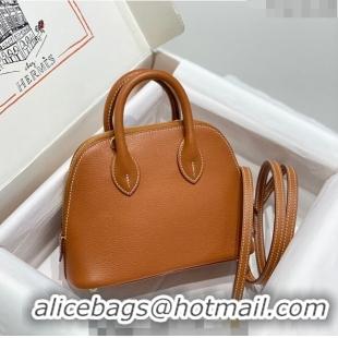 Shop Discount Hermes Mini Bolide Bag 19cm in Evercolor Calf Leather H1031 Brown/Gold