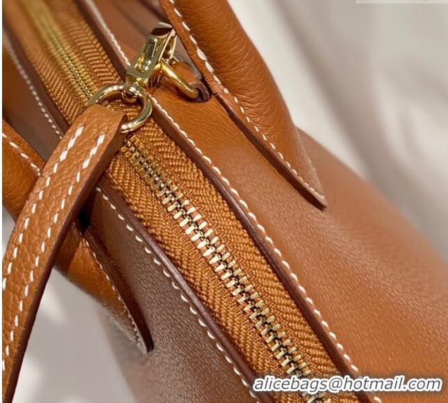 Shop Discount Hermes Mini Bolide Bag 19cm in Evercolor Calf Leather H1031 Brown/Gold