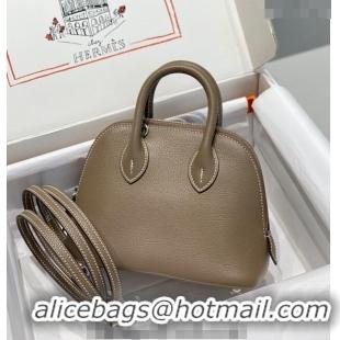 Pretty Style Hermes Mini Bolide Bag 19cm in Evercolor Calf Leather H1031 Elephant Grey/Silver