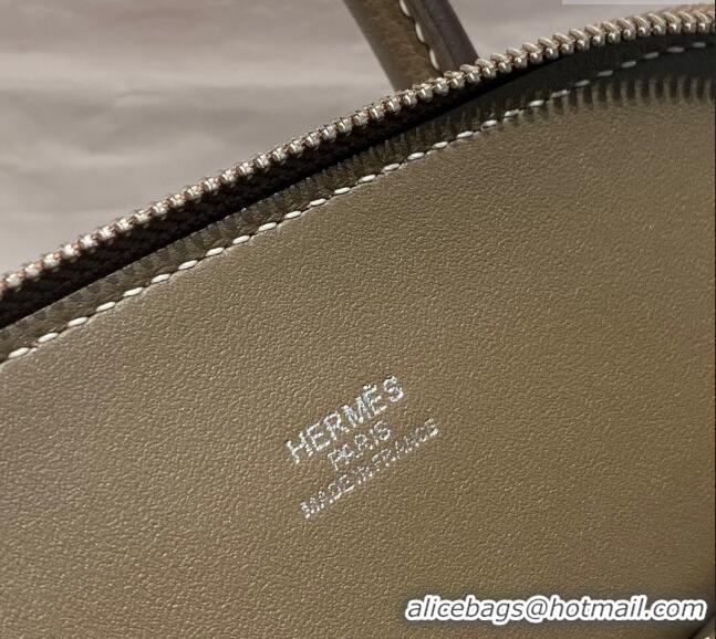 Pretty Style Hermes Mini Bolide Bag 19cm in Evercolor Calf Leather H1031 Elephant Grey/Silver