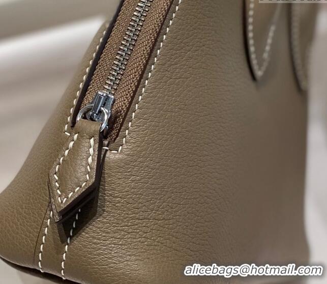 Pretty Style Hermes Mini Bolide Bag 19cm in Evercolor Calf Leather H1031 Elephant Grey/Silver