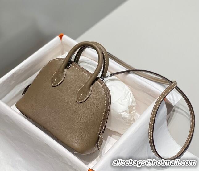 Pretty Style Hermes Mini Bolide Bag 19cm in Evercolor Calf Leather H1031 Elephant Grey/Silver