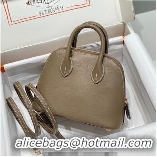 Top Quality Hermes Mini Bolide Bag 19cm in Evercolor Calf Leather H1031 Elephant Grey/Gold