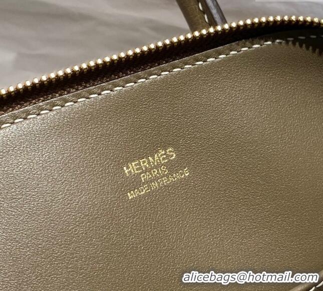 Top Quality Hermes Mini Bolide Bag 19cm in Evercolor Calf Leather H1031 Elephant Grey/Gold