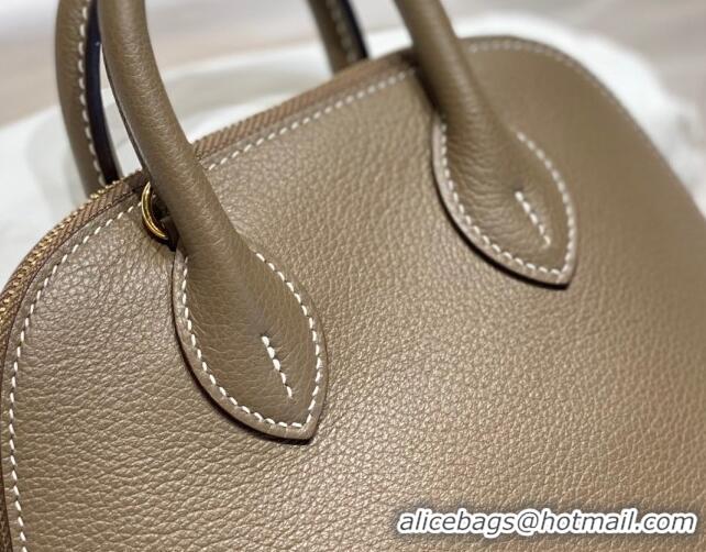 Top Quality Hermes Mini Bolide Bag 19cm in Evercolor Calf Leather H1031 Elephant Grey/Gold