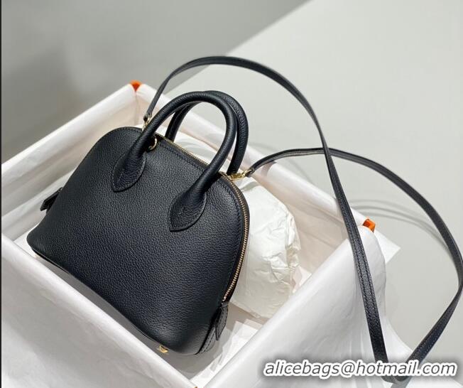 Top Design Hermes Mini Bolide Bag 19cm in Evercolor Calf Leather H1031 Black/Gold