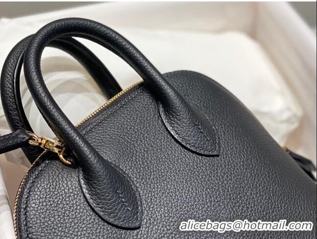 Top Design Hermes Mini Bolide Bag 19cm in Evercolor Calf Leather H1031 Black/Gold