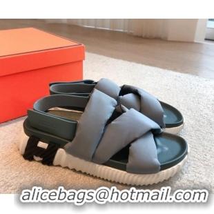 Best Grade Hermes Electric Sandals in Technical Fabric Grey 0326100