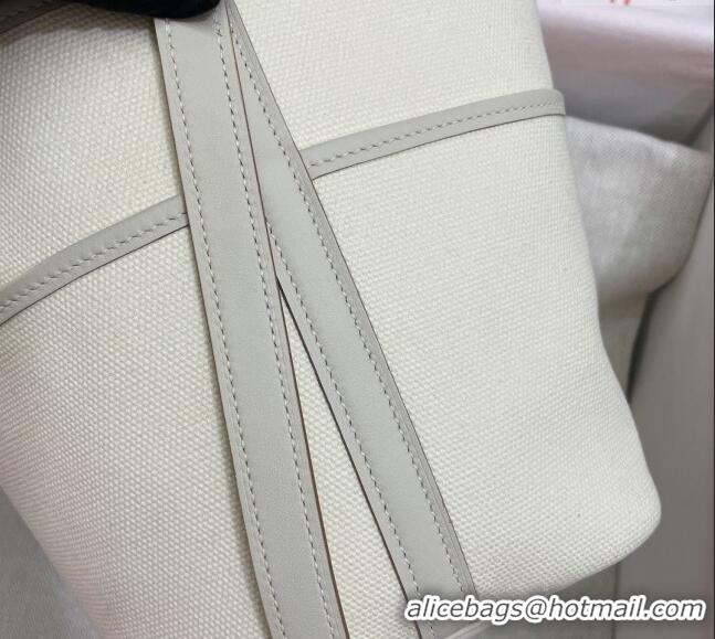 Super Quality Hermes Cargo Picotin Lock Bag 18cm in Swift Leather and Canvas H1524 White