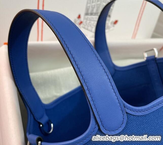 Well Crafted Hermes Cargo Picotin Lock Bag 18cm in Swift Leather and Canvas H1524 Blue 2023