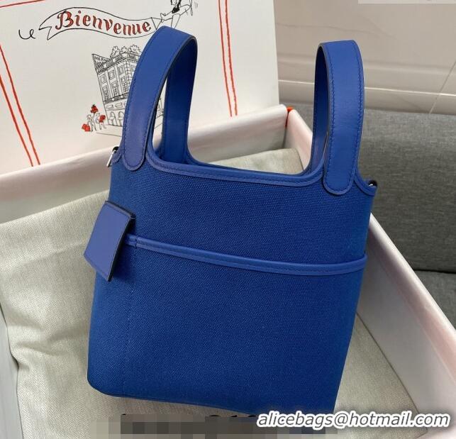 Well Crafted Hermes Cargo Picotin Lock Bag 18cm in Swift Leather and Canvas H1524 Blue 2023