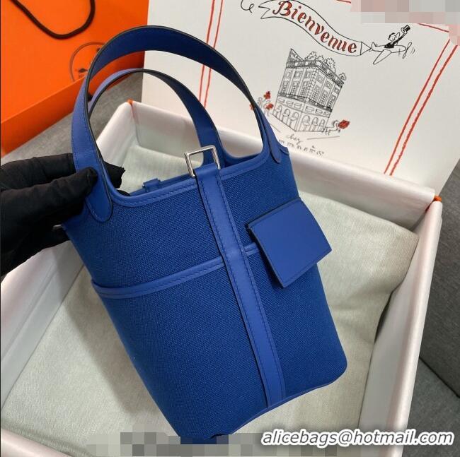 Well Crafted Hermes Cargo Picotin Lock Bag 18cm in Swift Leather and Canvas H1524 Blue 2023