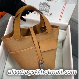 New Style Hermes Cargo Picotin Lock Bag 18cm in Swift Leather and Canvas H1524 Brown