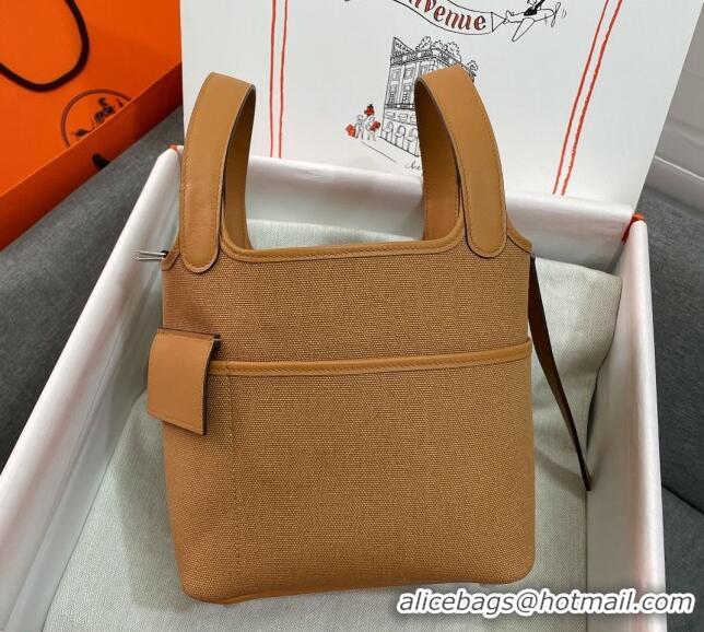 New Style Hermes Cargo Picotin Lock Bag 18cm in Swift Leather and Canvas H1524 Brown