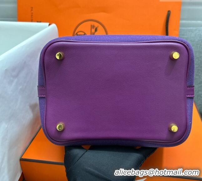 Inexpensive Hermes Cargo Picotin Lock Bag 18cm in Swift Leather and Canvas H1524 Purple