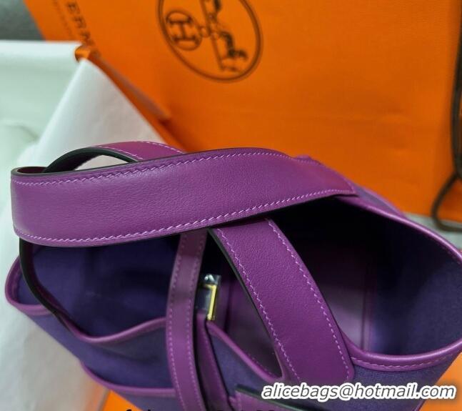 Inexpensive Hermes Cargo Picotin Lock Bag 18cm in Swift Leather and Canvas H1524 Purple