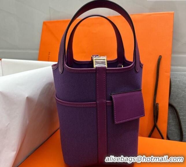 Inexpensive Hermes Cargo Picotin Lock Bag 18cm in Swift Leather and Canvas H1524 Purple