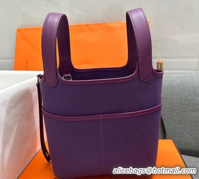 Inexpensive Hermes Cargo Picotin Lock Bag 18cm in Swift Leather and Canvas H1524 Purple