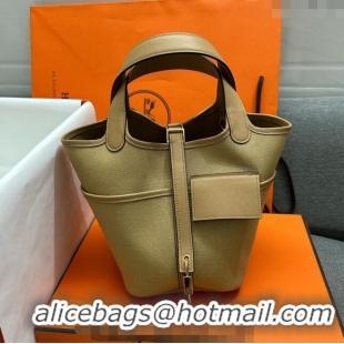 Discount Hermes Cargo Picotin Lock Bag 18cm in Swift Leather and Canvas H1524 Beige