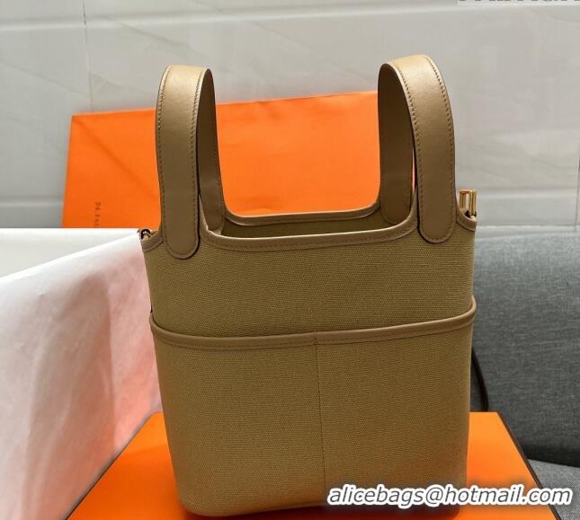 Discount Hermes Cargo Picotin Lock Bag 18cm in Swift Leather and Canvas H1524 Beige