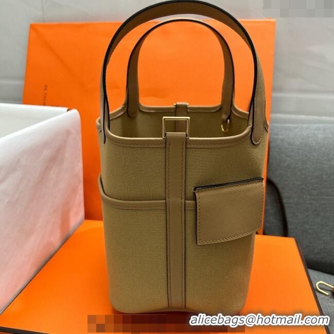 Discount Hermes Cargo Picotin Lock Bag 18cm in Swift Leather and Canvas H1524 Beige