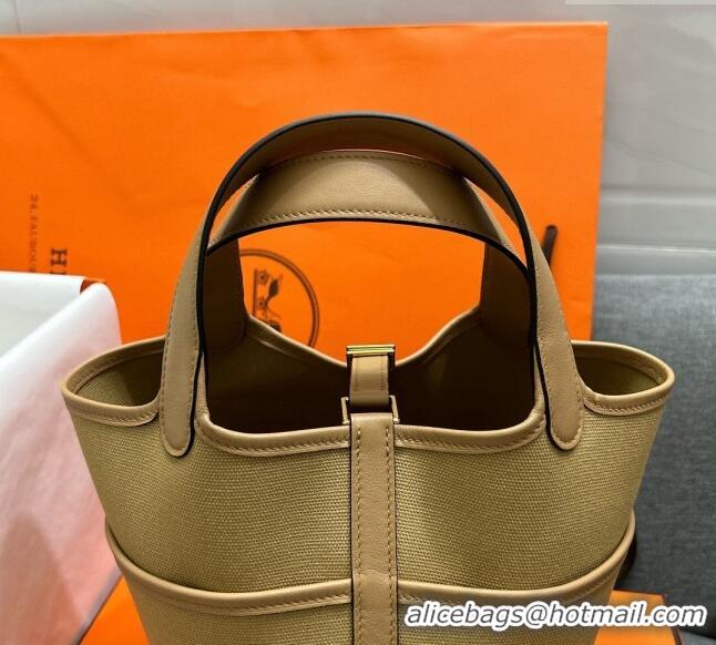 Discount Hermes Cargo Picotin Lock Bag 18cm in Swift Leather and Canvas H1524 Beige