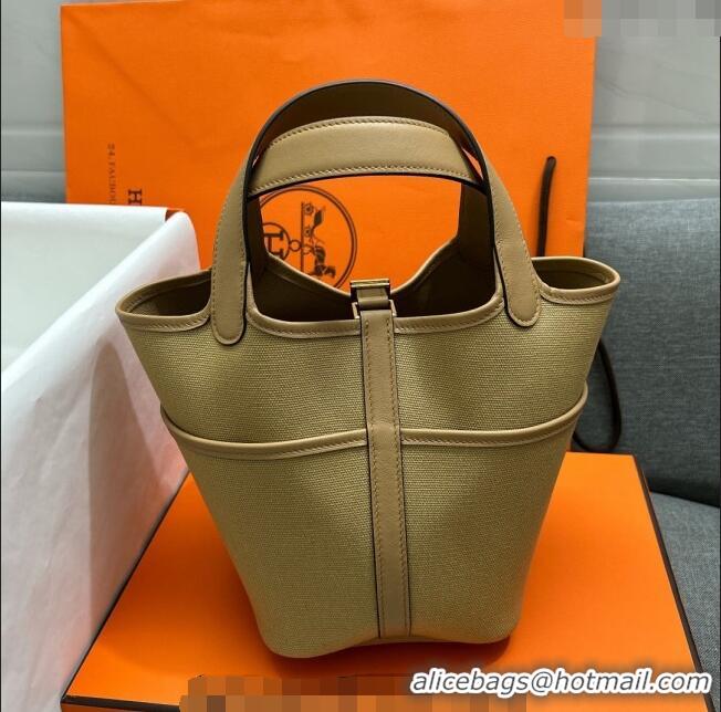 Discount Hermes Cargo Picotin Lock Bag 18cm in Swift Leather and Canvas H1524 Beige