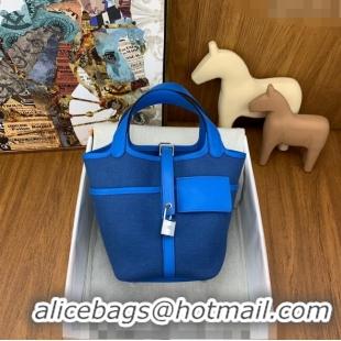 Top Quality Hermes Cargo Picotin Lock Bag 18cm in Swift Leather and Canvas H1524 Blue