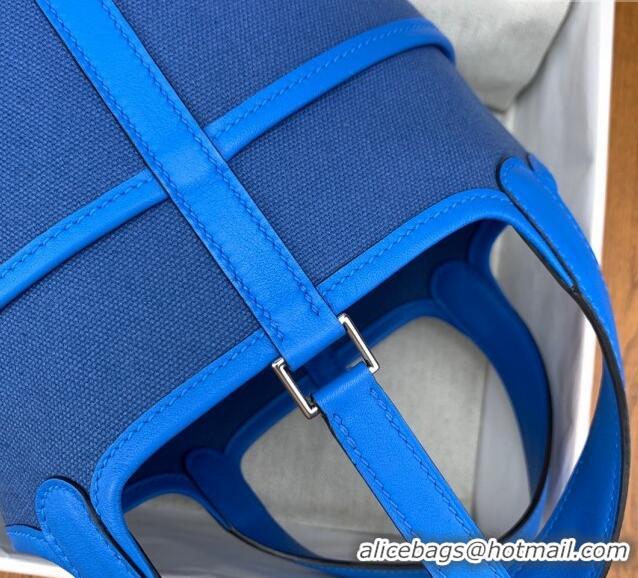 Top Quality Hermes Cargo Picotin Lock Bag 18cm in Swift Leather and Canvas H1524 Blue