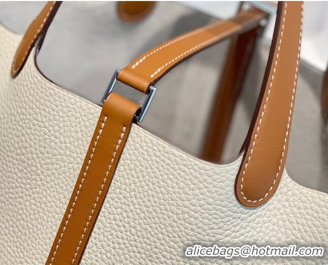 Promotional Hermes Picotin Lock Bag 18cm in Patchwork Grained Leather H6015 Cream White/Brown