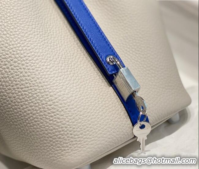 Buy Discount Hermes Picotin Lock Bag 18cm in Patchwork Grained Leather H6015 Pearly Grey/Electric Blue